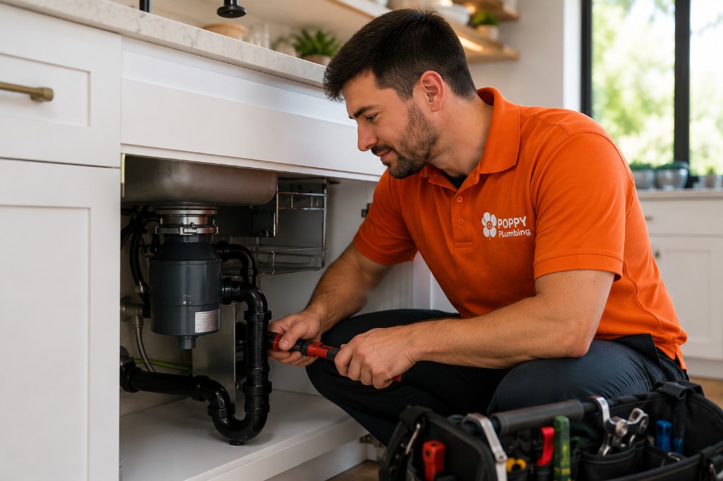 Poppy Plumbing technician at work